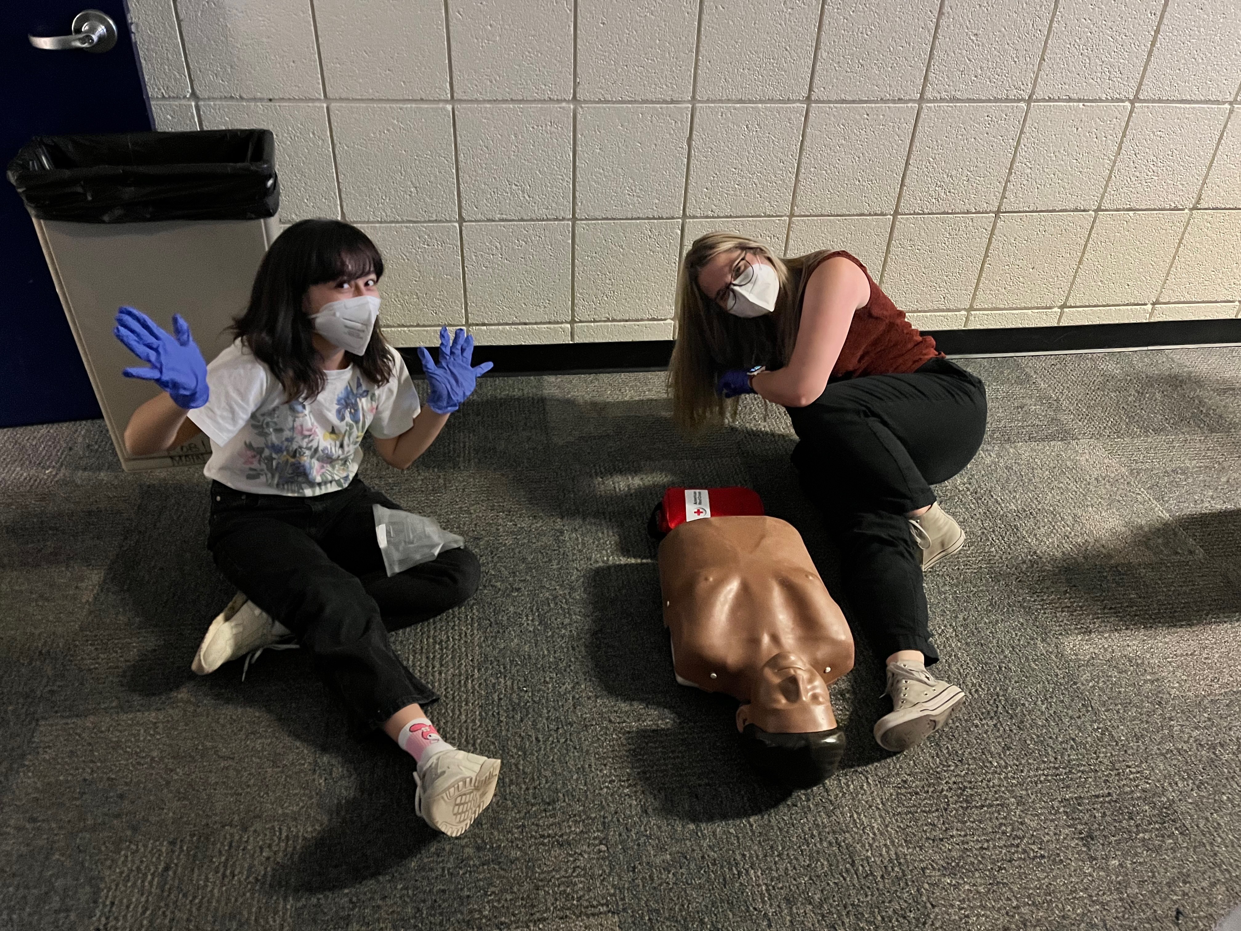 Lab members at a CPR training session