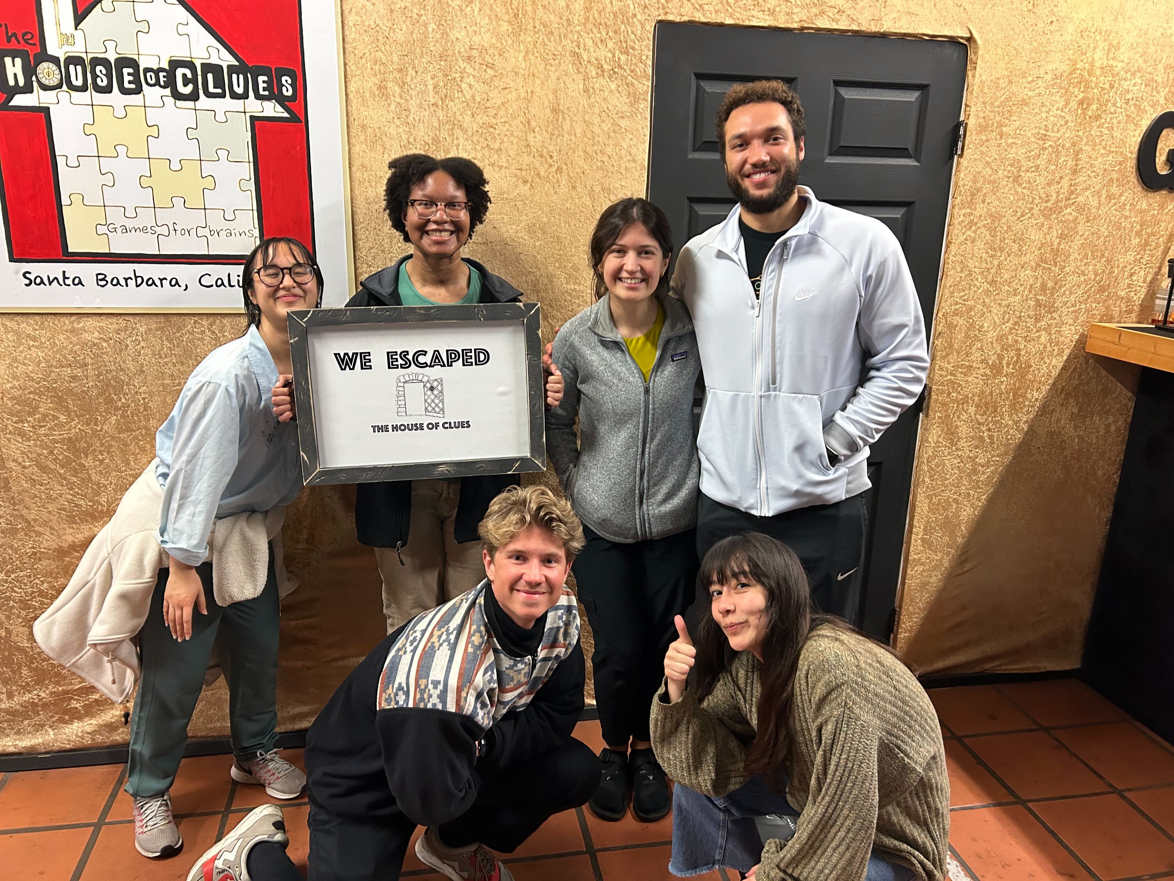 Lab members attempt an escape room